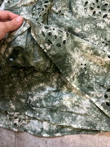 Boho marble green Eyelet Mini Dress