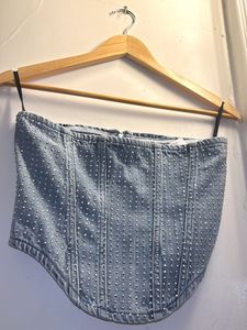 Sparkly Denim Corset Top