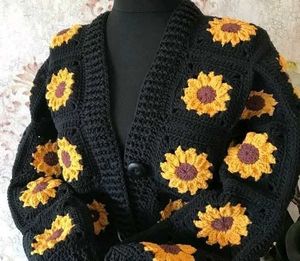 Crochet Sunflower Cardigan