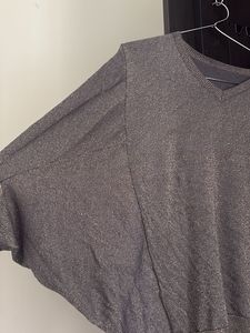 Sparkly V-Neck Poncho Top