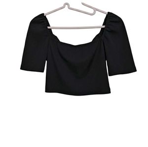 Little box Black Ruched Crop Top