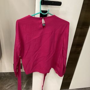 Pink Tie-Waist Top