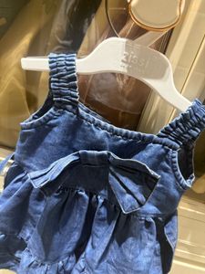 Babyoye Denim Frock with Bow Applique