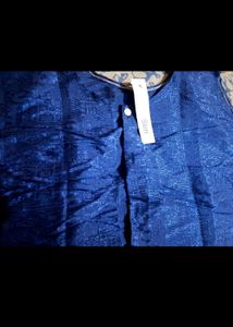 Blue Sleeveless Button-Up Top