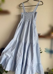 Light Blue Smocked Tiered Maxi Dress