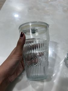 Floral Glass Tumblers with Lids
