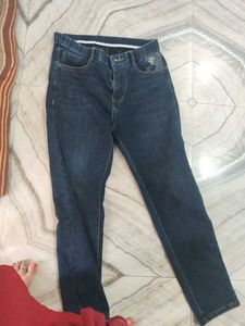 Stylish Dark Wash Embellished Denim Jeans
