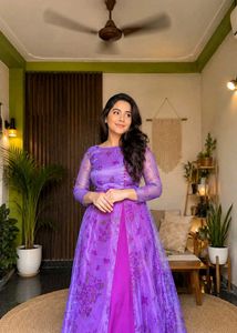 Beautiful Purple Floral Gown