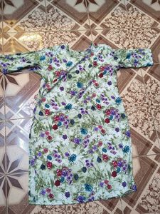 Light Green Floral Kurta size ( XXL )