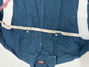 Men's Blue Long Sleeve Button-Up Shirt