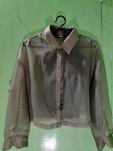SALE‼️‼️‼️Sheer Collared Button-Up Shirt