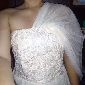 Chic Lace &amp; Tulle Strapless Dress