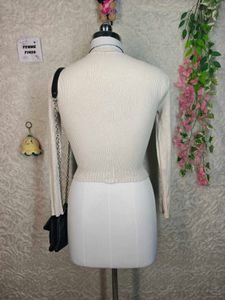 Zara Cream Ribbed Long Sleeve Top