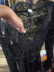 Elegant Black Lace Bell Sleeve Top