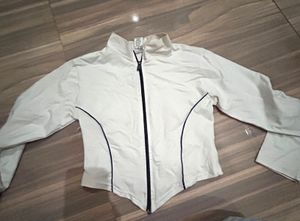White Zip-Up Athletic Jacket