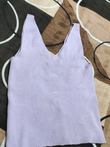 Lavender Ribbed V-Neck Tank Top