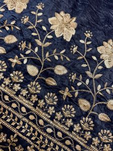 Elegant Navy Blue Embroidered fabric