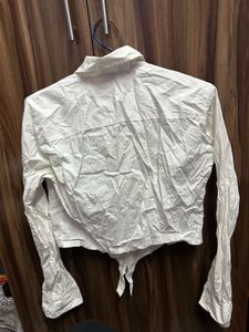 White Rose Patch Crop Shirt