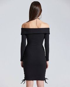 Black Off-Shoulder Mini Dress