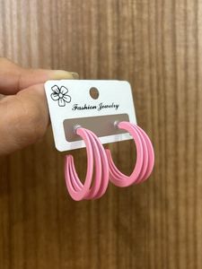 Baby Pink Mini Triple Hoop Earrings