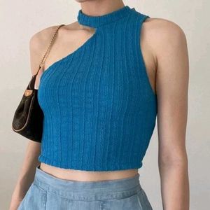 Original Zara Blue Halter Neck Top