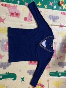 Elegant Navy Blue Embellished Top