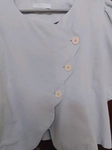 Light Blue Cropped Top with Scallop Detail