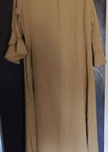 Olive Green Button-Up Midi Dress with Bell Sleeves
