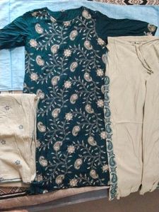 Peacock Blue Beautiful Kurti Plazzo And Duppata