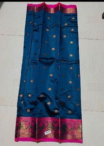 Stunning Teal Saree with Pink Border