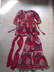 Beautiful Red Floral Kurta Set with Dupatta