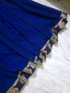 Y2k Elegant Royal Blue Anarkali Gown
