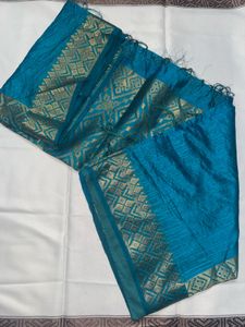 Elegant Teal Blue Silk Saree