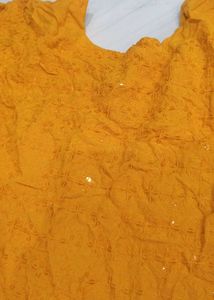 Elegant mustard Chikankari Kurta