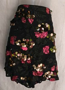 Sparkling Black Sequin Floral Skirt