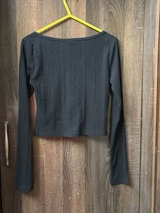 Ribbed Button-Up Cropped Top