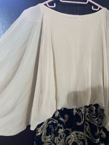 Sheer Sleeve Sequin butterfly top dress