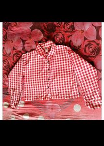 Red Gingham Button-Up Shirt