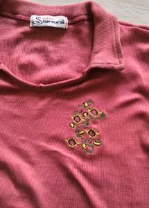 Cute Pink Collared Polo T-Shirt