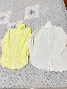 New Set of 2 Chic Yellow & White Button-Up Shirts