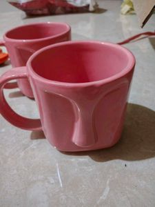 Unique Pink Ceramic  face Mugs Set