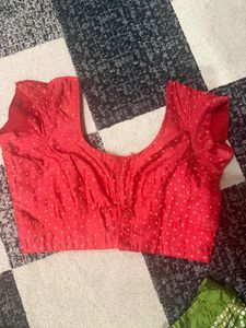 Red Blouse with Golden Dots