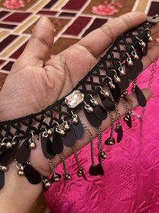 2 Boho Chic Black Sequin Choker Necklace