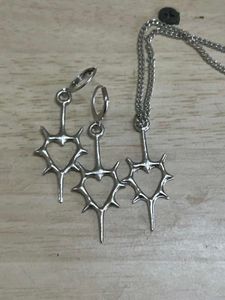 gothic spiked necklace and earring