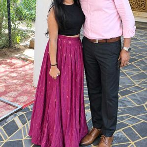 Beautiful Pink Skirt with Golden Print