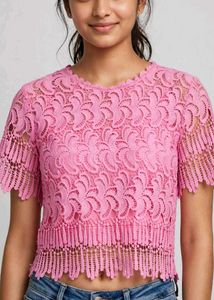Pink Lace Cropped Top