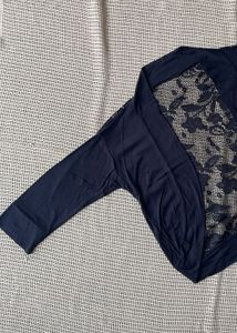 Black Lace-Back Cropped Cardigan