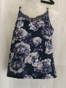 Floral Cami Top with Lace Trim
