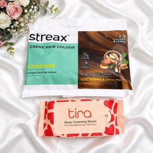 Streax Creme Hair Colour & Tira Wipes combo