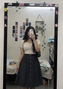 Cute Polka Dot Midi Skirt